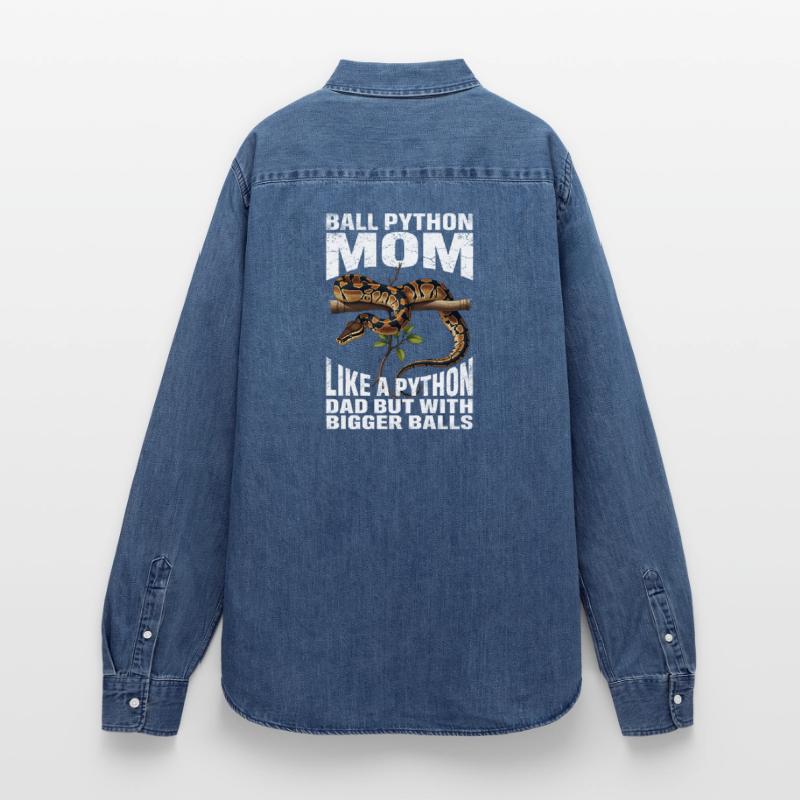 King Python Mom Mom Snakes Terrarium Python Women’s Organic Denim Shirt by Stanley/Stella
