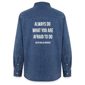 Ose faire une citation d’Emerson Tee - Chemise en denim femme bio Stanley/Stella - bleu moyen délavé  - Dos - AI Model Female 172 light (172cm)