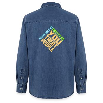 You're Only As Pretty As You Treat People Ehrlich - Frauen Jeanshemd Organic von Stanley/Stella - verwaschenes Mittelblau  - Hinten - AI Model Female 172 light (172cm)