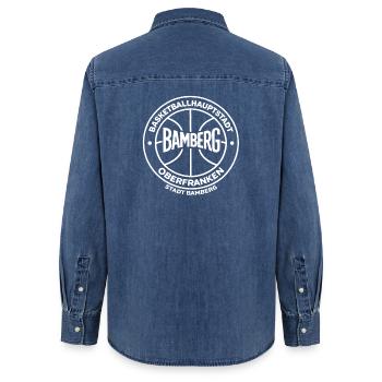 Basketballhauptstadt Bamberg Oberfranken - Frauen Jeanshemd Organic von Stanley/Stella - verwaschenes Mittelblau  - Hinten - AI Model Female 172 light (172cm)