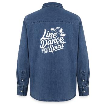 Line Dance Spirit - Frauen Jeanshemd Organic von Stanley/Stella - verwaschenes Mittelblau  - Hinten - AI Model Female 172 light (172cm)