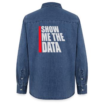 Show Me The Data Lustig Nerd Analyst Sarkastisch - Frauen Jeanshemd Organic von Stanley/Stella - verwaschenes Mittelblau  - Hinten - AI Model Female 172 light (172cm)
