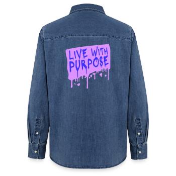 Live With Purpose Motivation Sinn Mindset Spruch - Frauen Jeanshemd Organic von Stanley/Stella - verwaschenes Mittelblau  - Hinten - AI Model Female 172 light (172cm)