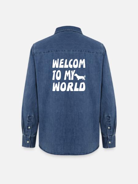 Dackel - Frauen Jeanshemd Organic von Stanley/Stella - verwaschenes Mittelblau 
