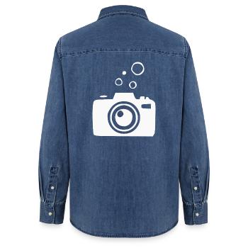 Underwater Camera Camera Diver Diving Gift - Women’s Organic Denim Shirt by Stanley/Stella - mid washy  - Back - AI Model Female 172 light (172cm)