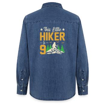 Hiking Kids 9th Birthday Adventure Hiking Kids - Frauen Jeanshemd Organic von Stanley/Stella - verwaschenes Mittelblau  - Hinten - AI Model Female 172 light (172cm)