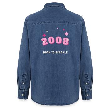 2008 Born to Sparkle Vintage 18th Birthday - Women’s Organic Denim Shirt by Stanley/Stella - mid washy  - Back - AI Model Female 172 light (172cm)