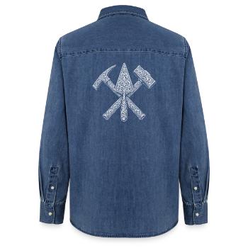 Bricklayer - Women’s Organic Denim Shirt by Stanley/Stella - mid washy  - Back - AI Model Female 172 light (172cm)