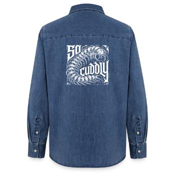 Conception Scolopender - Chemise en denim femme bio Stanley/Stella - bleu moyen délavé  - Dos - AI Model Female 172 light (172cm)