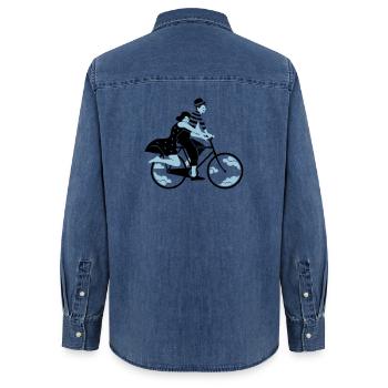 Transport Douceur - Chemise en denim femme bio Stanley/Stella - bleu moyen délavé  - Dos - AI Model Female 172 light (172cm)