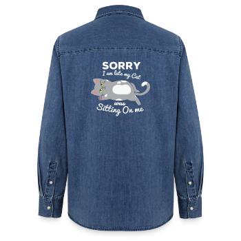 nicht morgens, zu spät kommen, den Wecker verpassen - Frauen Jeanshemd Organic von Stanley/Stella - verwaschenes Mittelblau  - Hinten - AI Model Female 172 light (172cm)