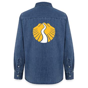 Jakobsweg Muschel | Pilgermuschel Camino Santiago - Frauen Jeanshemd Organic von Stanley/Stella - verwaschenes Mittelblau  - Hinten - AI Model Female 172 light (172cm)