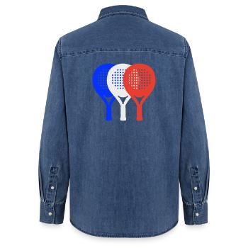 Padel-Frankreich2 - Frauen Jeanshemd Organic von Stanley/Stella - verwaschenes Mittelblau  - Hinten - AI Model Female 172 light (172cm)