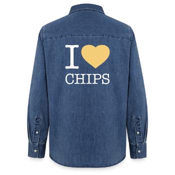 J’ADORE LES FRITES - Chemise en denim femme bio Stanley/Stella - bleu moyen délavé  - Dos - AI Model Female 172 light (172cm)
