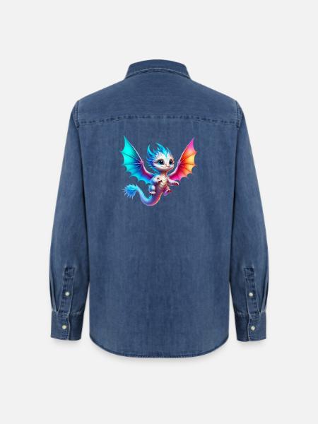 Drache - Frauen Jeanshemd Organic von Stanley/Stella - verwaschenes Mittelblau