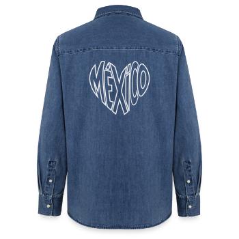 Mexico Perspective Lettering - Women’s Organic Denim Shirt by Stanley/Stella - mid washy  - Back - AI Model Female 172 light (172cm)