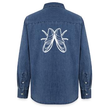 Ballet Shoes Drawing - Women’s Organic Denim Shirt by Stanley/Stella - mid washy  - Back - AI Model Female 172 light (172cm)