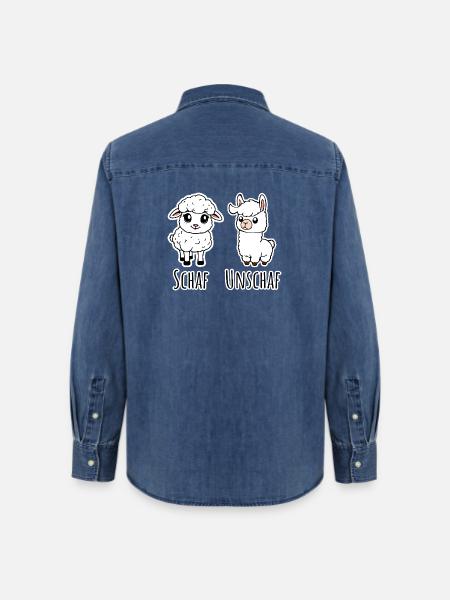 Schaf und nicht Schaf (Unschaf) - Lama kein Schaf - Frauen Jeanshemd Organic von Stanley/Stella - verwaschenes Mittelblau 