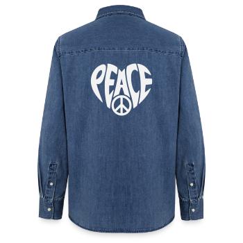 Peace Herzdesign mit Peacezeichen - Frauen Jeanshemd Organic von Stanley/Stella - verwaschenes Mittelblau  - Hinten - AI Model Female 172 light (172cm)