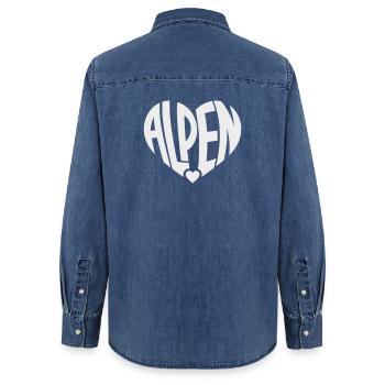 Logo du Cœur des Alpes - Chemise en denim femme bio Stanley/Stella - bleu moyen délavé  - Dos - AI Model Female 172 light (172cm)