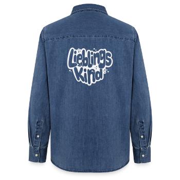 Lieblingskind Bubblige Schrift - Frauen Jeanshemd Organic von Stanley/Stella - verwaschenes Mittelblau  - Hinten - AI Model Female 172 light (172cm)