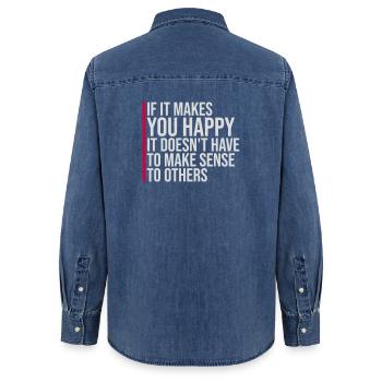 If Makes You Happy Sense Others Spruch Glück Frei - Frauen Jeanshemd Organic von Stanley/Stella - verwaschenes Mittelblau  - Hinten - AI Model Female 172 light (172cm)