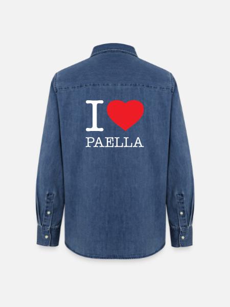 I LOVE PAELLA - Frauen Jeanshemd Organic von Stanley/Stella - verwaschenes Mittelblau