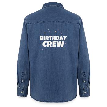 Groupe de célébration de l’équipe de l’équipe d’anniversaire - Chemise en denim femme bio Stanley/Stella - bleu moyen délavé  - Dos - AI Model Female 172 light (172cm)