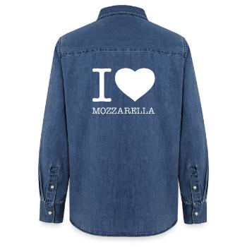 I LOVE MOZZARELLA - Frauen Jeanshemd Organic von Stanley/Stella - verwaschenes Mittelblau  - Hinten - AI Model Female 172 light (172cm)