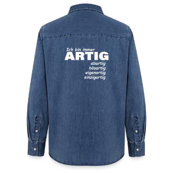 good - Women’s Organic Denim Shirt by Stanley/Stella - mid washy  - Back - AI Model Female 172 light (172cm)
