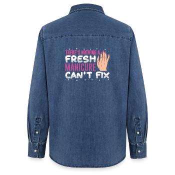 Nail Designer Nail Designer Cosmetics Nail Salon - Women’s Organic Denim Shirt by Stanley/Stella - mid washy  - Back - AI Model Female 172 light (172cm)