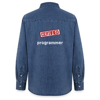 Programmeur - Chemise en denim femme bio Stanley/Stella - bleu moyen délavé  - Dos - AI Model Female 172 light (172cm)