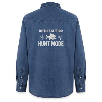 Jagdmodus aktiv | Piranha Angler Humor - Frauen Jeanshemd Organic von Stanley/Stella - verwaschenes Mittelblau  - Hinten - AI Model Female 172 light (172cm)