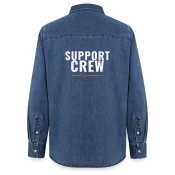 Support Crew Marathon Lauf Team Motivation Sport - Frauen Jeanshemd Organic von Stanley/Stella - verwaschenes Mittelblau  - Hinten - AI Model Female 172 light (172cm)
