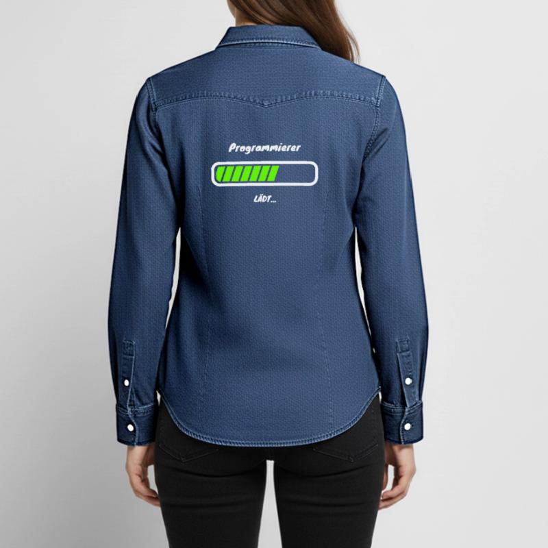 Programmer Loading Software Development Women’s Organic Denim Shirt by Stanley/Stella