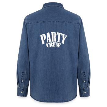party partycrew partymonster dj deejay disco crew - Frauen Jeanshemd Organic von Stanley/Stella - verwaschenes Mittelblau  - Hinten - AI Model Female 172 light (172cm)