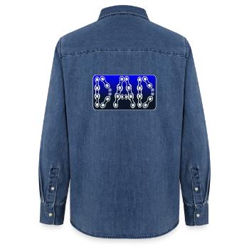 PAPA VÉLO - VÉLO - CHAÎNE - Chemise en denim femme bio Stanley/Stella - bleu moyen délavé  - Dos - AI Model Female 172 light (172cm)