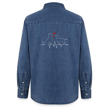 Dog heartbeat gift for dog lover dog - Women’s Organic Denim Shirt by Stanley/Stella - mid washy  - Back - AI Model Female 172 light (172cm)