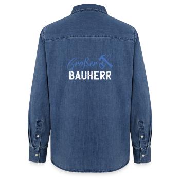 Graphismes de bâtiments GrafBen Builder - Chemise en denim femme bio Stanley/Stella - bleu moyen délavé  - Dos - AI Model Female 172 light (172cm)