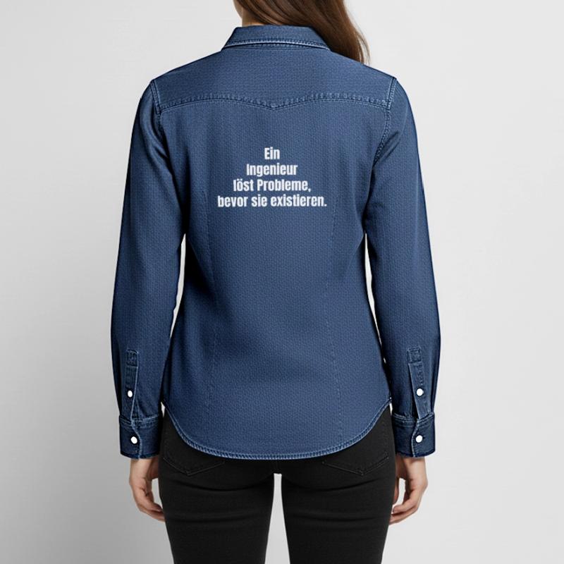 Engineer solves problems before they exist Women’s Organic Denim Shirt by Stanley/Stella