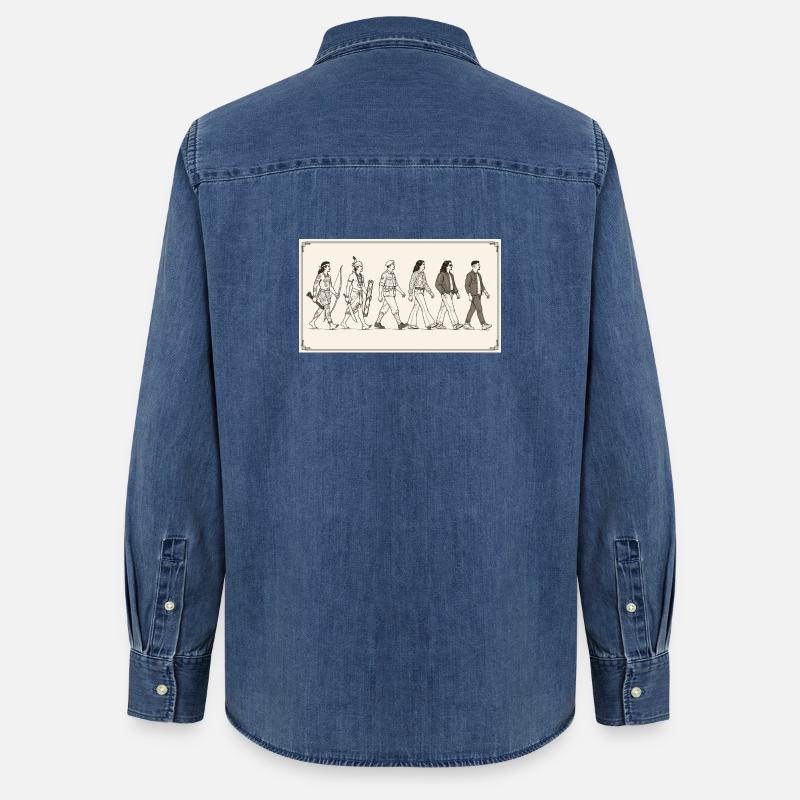 Évolution des Moluques par s2soon - Chemise en denim femme bio Stanley/Stella - bleu moyen délavé