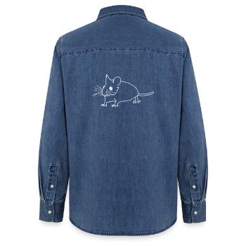 Lineart de souris - Chemise en denim femme bio Stanley/Stella - bleu moyen délavé  - Dos - AI Model Female 172 light (172cm)
