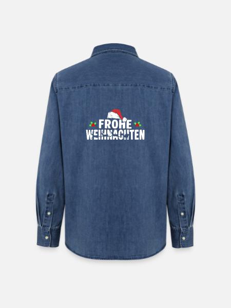 Frohe Weihnachten - Frauen Jeanshemd Organic von Stanley/Stella - verwaschenes Mittelblau