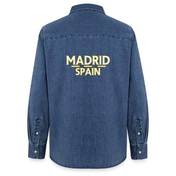 Madrid – Spanien - Frauen Jeanshemd Organic von Stanley/Stella - verwaschenes Mittelblau  - Hinten - AI Model Female 172 light (172cm)