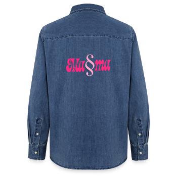 Law Mom Laws - Women’s Organic Denim Shirt by Stanley/Stella - mid washy  - Back - AI Model Female 172 light (172cm)