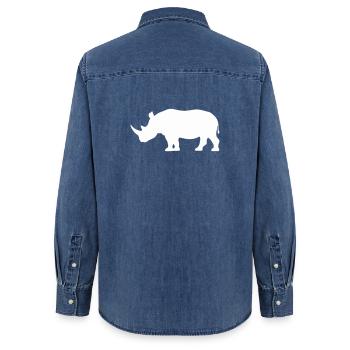 Rhino Silhouette Minimaliste - Chemise en denim femme bio Stanley/Stella - bleu moyen délavé  - Dos - AI Model Female 172 light (172cm)