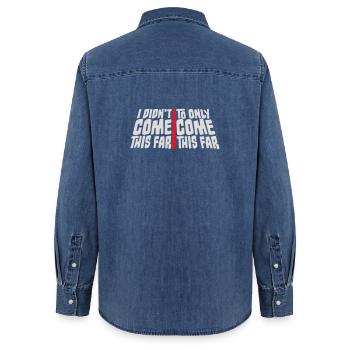 Je ne suis pas venu jusqu’ici pour seulement venir jusqu’ici Devise - Chemise en denim femme bio Stanley/Stella - bleu moyen délavé  - Dos - AI Model Female 172 light (172cm)