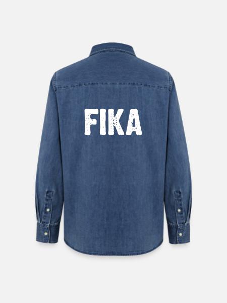 Fika Bold Distressed Type - Frauen Jeanshemd Organic von Stanley/Stella - verwaschenes Mittelblau