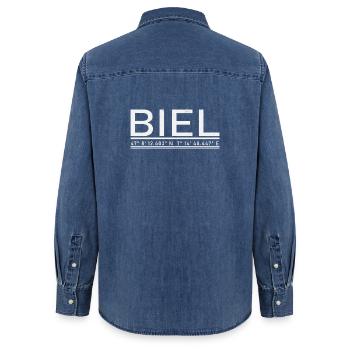 Coordonnées Bienne - Chemise en denim femme bio Stanley/Stella - bleu moyen délavé  - Dos - AI Model Female 172 light (172cm)