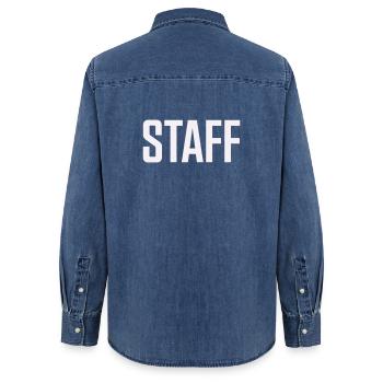 Staff - Women’s Organic Denim Shirt by Stanley/Stella - mid washy  - Back - AI Model Female 172 light (172cm)